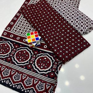 🎊 Traditonal Ajrak Cotton Lawn 3 pc Suits 🎊